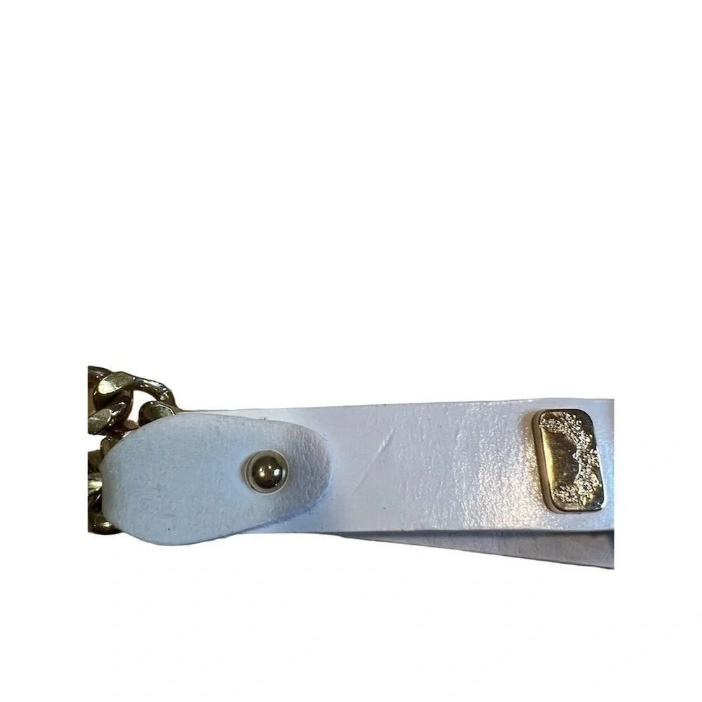 Antonio Melani Vintage White Leather Belt Gold Chain Accent Women's size small